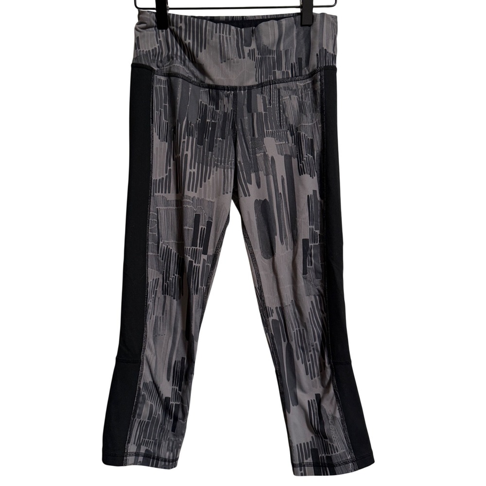 Brooks Womens Grey Black Abstract Print Running Capri Leggings Size S